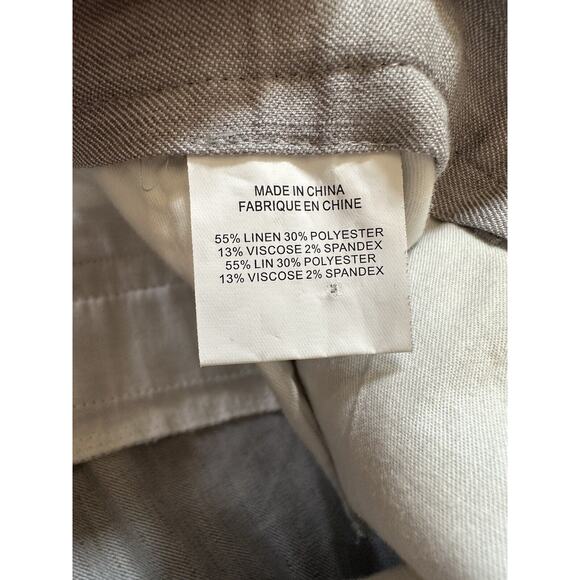 Theory Linen Blend Straight Leg Women's Pants Light Gray Size 31 - Picture 4 of 6